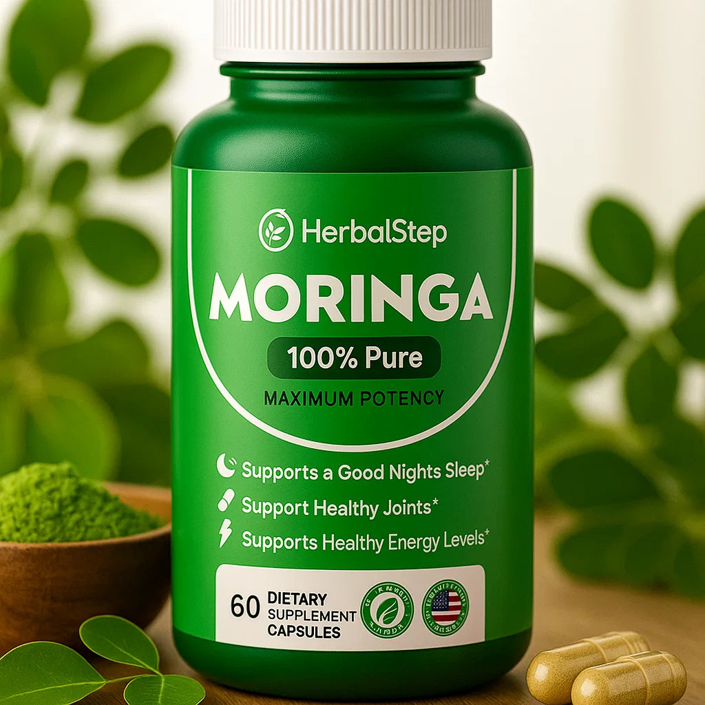 HerbalStep® Moringa Capsules - Natural Energy & Mom Burnout Fix